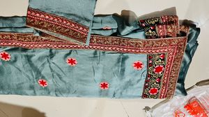 Elegant Embroidered Grey Saree new