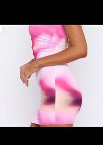 One Shoulder Pink Floral Print Mini Dress🎀💕🧞‍♀️