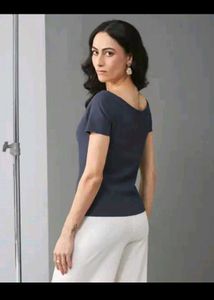 SHEIN BRANDED Stylish Pearl Button Ribbed Top