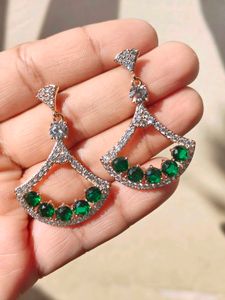 Emerald Green Fan Earrings