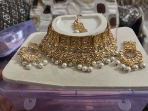 Elegant Gold Choker Necklace Set pack of 2 se
