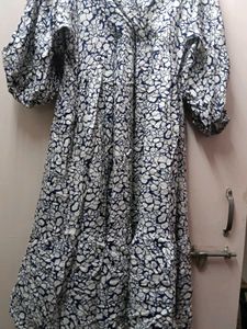 Blue &amp; White Printed Midi Dress (Never worn)