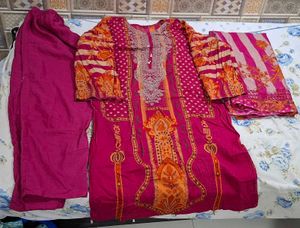 Vibrant Pink Kurta Set with Dupatta