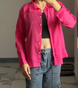 Vibrant Pink Button-Up Shirt