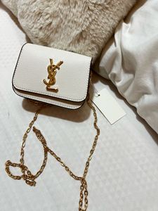 YSL White mini bag with Gold Chain