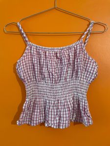 Chic Gingham Smocked Cami Top