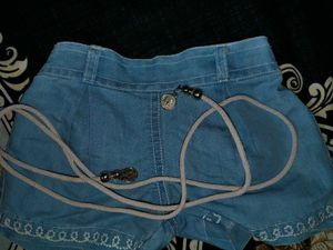 Denim Embroidered Top