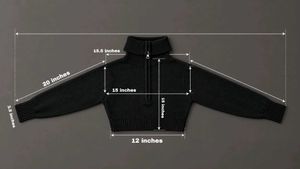 BLACK HALF-ZIP CROPPED KNIT SWEATER