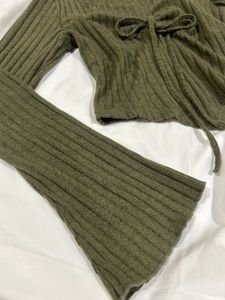 Y2k Ribbed Knit Tie Front Top