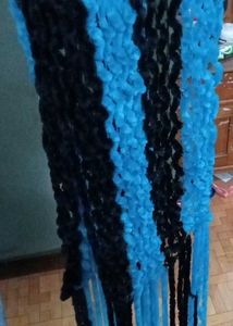 New Cozy Blue &amp; Black Knit Hat and Scarf Set