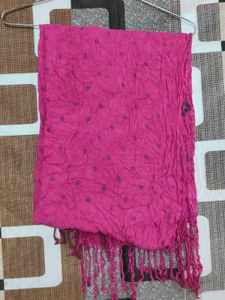 Vibrant Pink Scarf with Tassels
