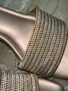 Sparkling Embellished Heeled Slides