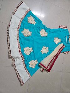Beautiful Blue &amp; White flared kurta