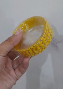Yellow &amp; Sea BLUE Coloured Sequence Bangle/ Chudi Set