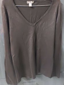 Elegant Brown V-Neck Long Sleeve Top