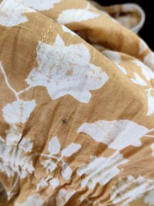 Gold And Cream Floral Print Kurta Set (Women's)