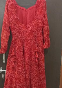 Red Bandhani Print Kurta