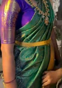 Elegant Green &amp; Purple Pattu Saree