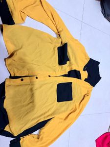 Stylish Yellow &amp; Navy Color Block Shirt