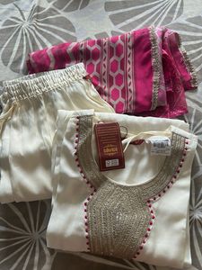 Elegant Cream & Pink Kurta Set