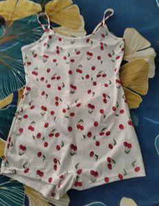 Cute Cherry Print Sleep Romper