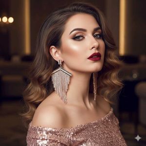 Sparkling Rhinestone Tassel Drop Earrings