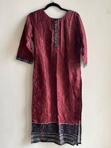 Brand new Maroon Printed Kurta Set with Dupatta