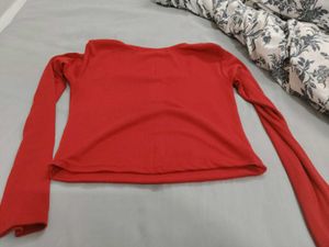 Zara Red Long Sleeve Top