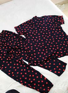Cute Heart Print Pajama Set