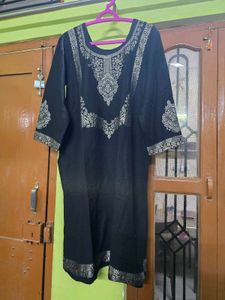 Black self Embroidery woolen suit