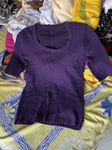 Purple Textured Knit Top