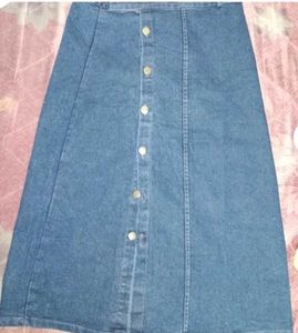 Classic Blue Denim A-Line Skirt