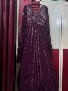 brand new Embellished gown with falling sleeves