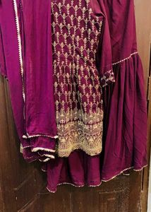 Embroidered Purple Kurta Set with Dupatta