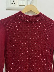 Elegant Burgundy Knit Dress