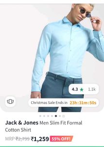 Jack &amp; Jones Men's Slim Fit Formal Cotton Shirt