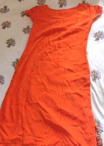 Vibrant Orange Embroidered Kurta