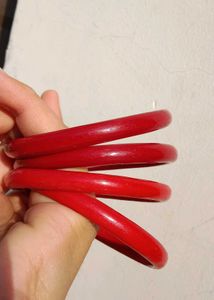 Vibrant Red Bangle Set - Traditional Charm