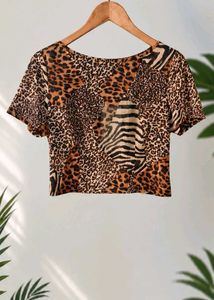 🐆🦓 Animal Print Semi-Sheer Crop Top