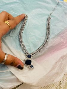 AD Necklace With Blue Stone