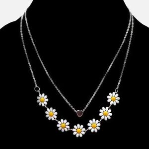 Daisy Heart Layered Necklace