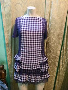 Purple Gingham Ruffle Dress