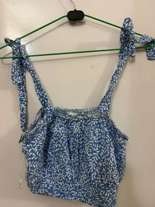 Blue Floral Crop Top