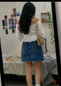 asymmetrical denim skirt