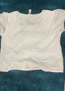 White Eyelet Lace Square Neck Top