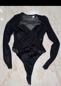 Chic Sheer Sleeve Black Top