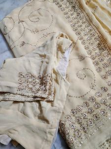 handwork embroidery saree with blouse