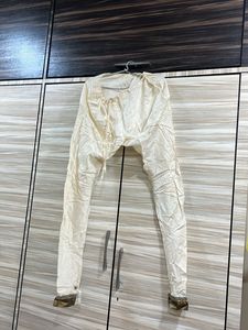 Cream Churidar Pants Silk