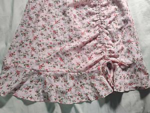 Pink Floral Puff Sleeve Mini Dress