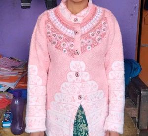 Pink Floral Knit Cardigan